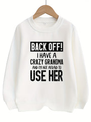 Girls Crazy Grandma Letter Graphic Crew Neck Sweatshirt Top