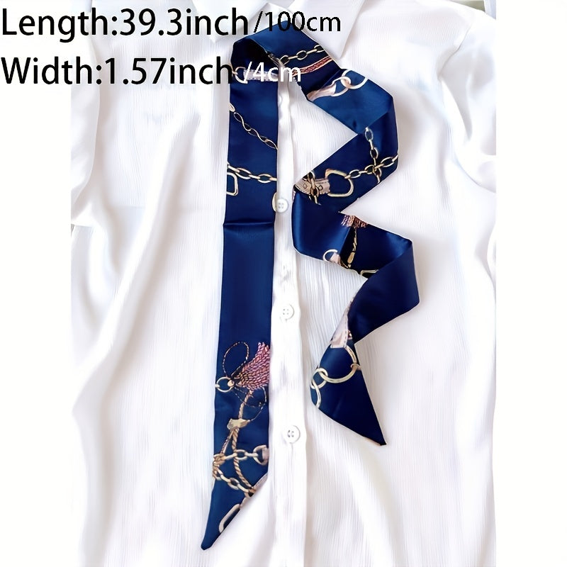 Chunky Strappy Neckline Scarf - Silk Band Hair Head Band