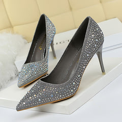 Glitter Rhinestone Stiletto Heeled Pumps - Evening Dress Heels