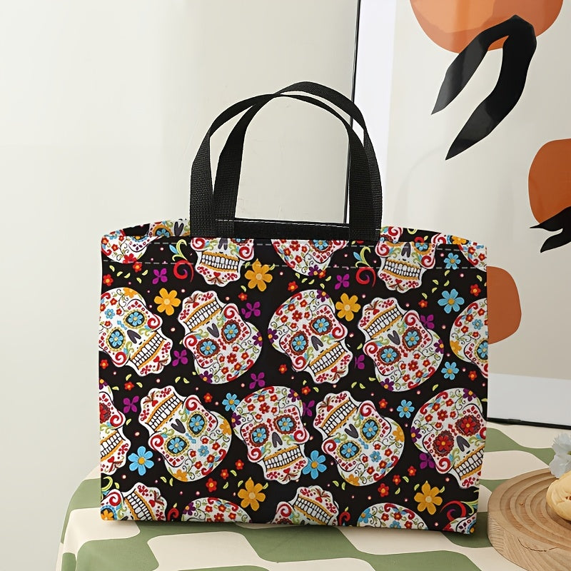 Colorful Skull Pattern Lunch Bag Waterproof Insulated Bag