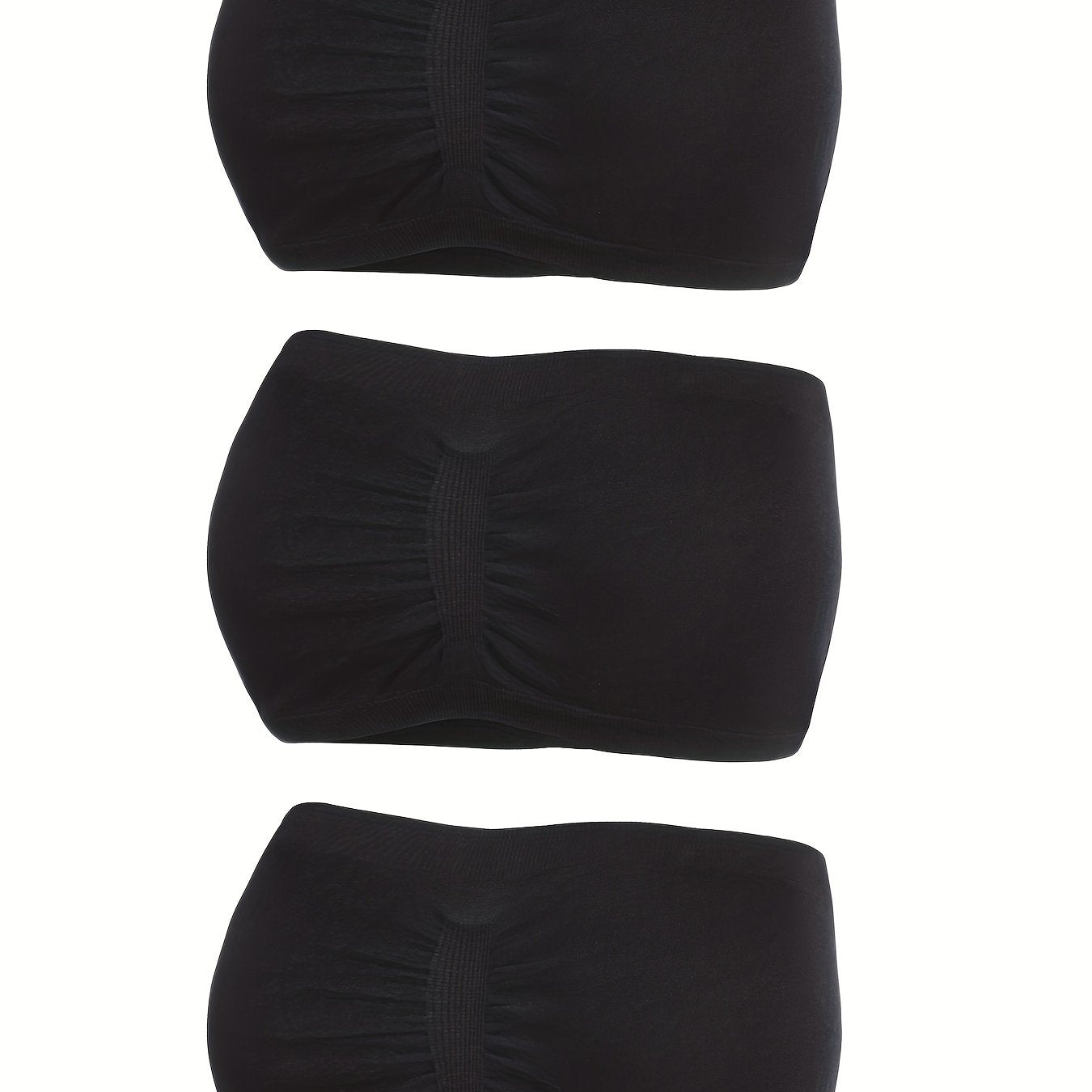 3pcs Strapless Bandeau Bras Soft Solid Stretch Bra Women's Lingerie