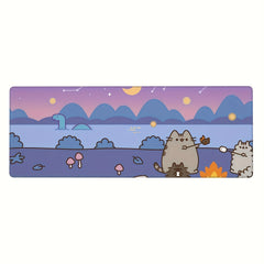 Cartoon Cat Anti-Skid Mousepad, Purple, 80 x 29, Office/Home Keyboard Pad