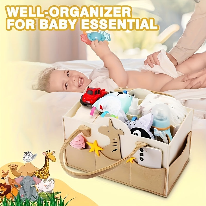 Faux Fur Diaper Caddy Organizer Portable Storage Basket - Home & Travel