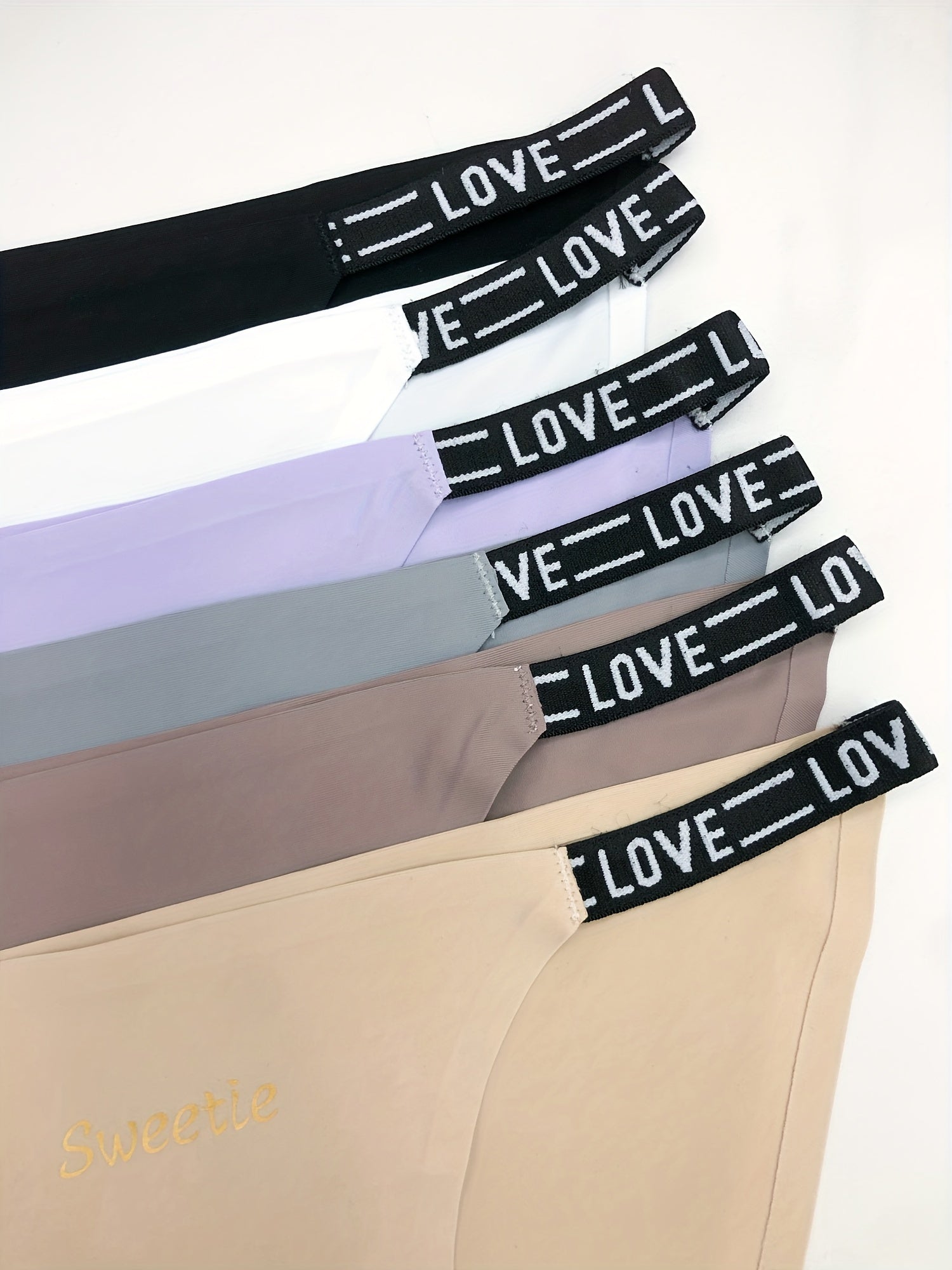 6pcs Seamless Letter Tape Hipster Panties Soft Intimates Women's Lingerie