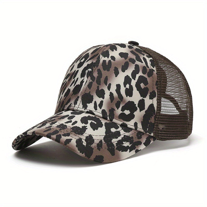 Leopard Tiger Ponytail Baseball Cap Vintage Print Mesh Trucker Hat