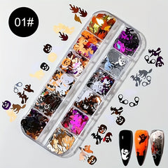 Halloween Nail Art Glitter Sequins 3D Holographic Confetti Manicure DIY