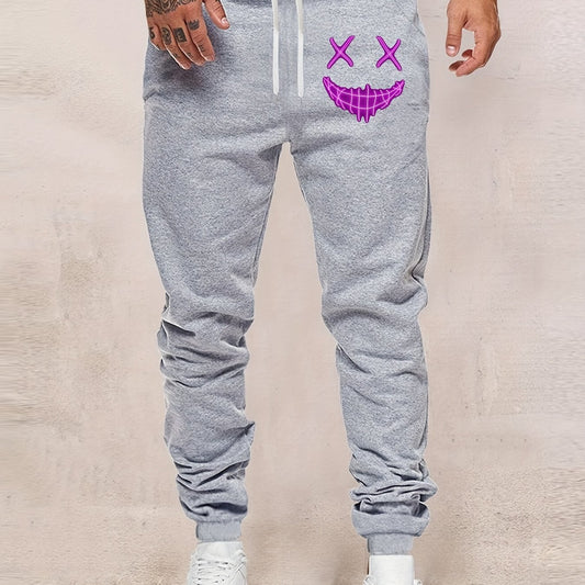 Evil Smile Print Men s Drawstring Sweatpants with Pockets