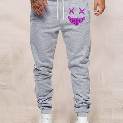 Evil Smile Print Men s Drawstring Sweatpants with Pockets