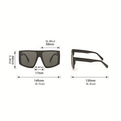 Men's Large Square Frame Sunglasses Flat Top UV400 Sunshade