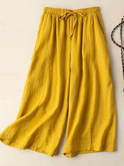 Wide Leg Drawstring Capris Pants for Women