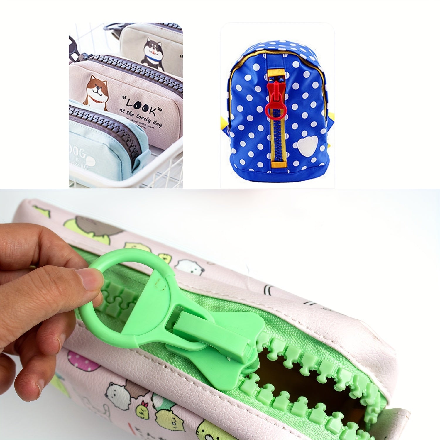 10pcs 20 Resin Zipper 24 Case Large Bag Stationery Bag Tooth Cartoon