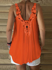 Lace Splicing Tank Top Sleeveless Ruched Cami Top Women's Clothing