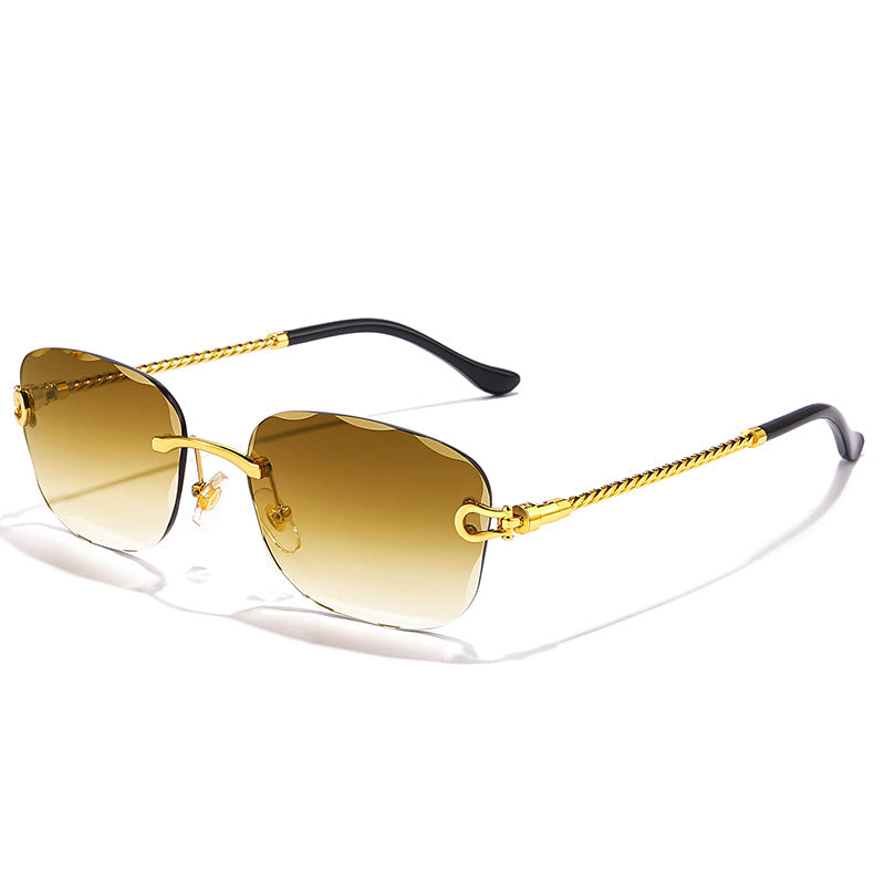 Square Frameless Sunglasses UV400 Retro Vintage Style