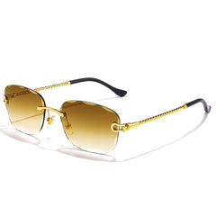 Square Frameless Sunglasses UV400 Retro Vintage Style