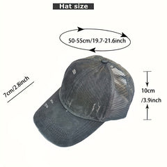 Ribbed Mesh Distressed Cap Sun Protection