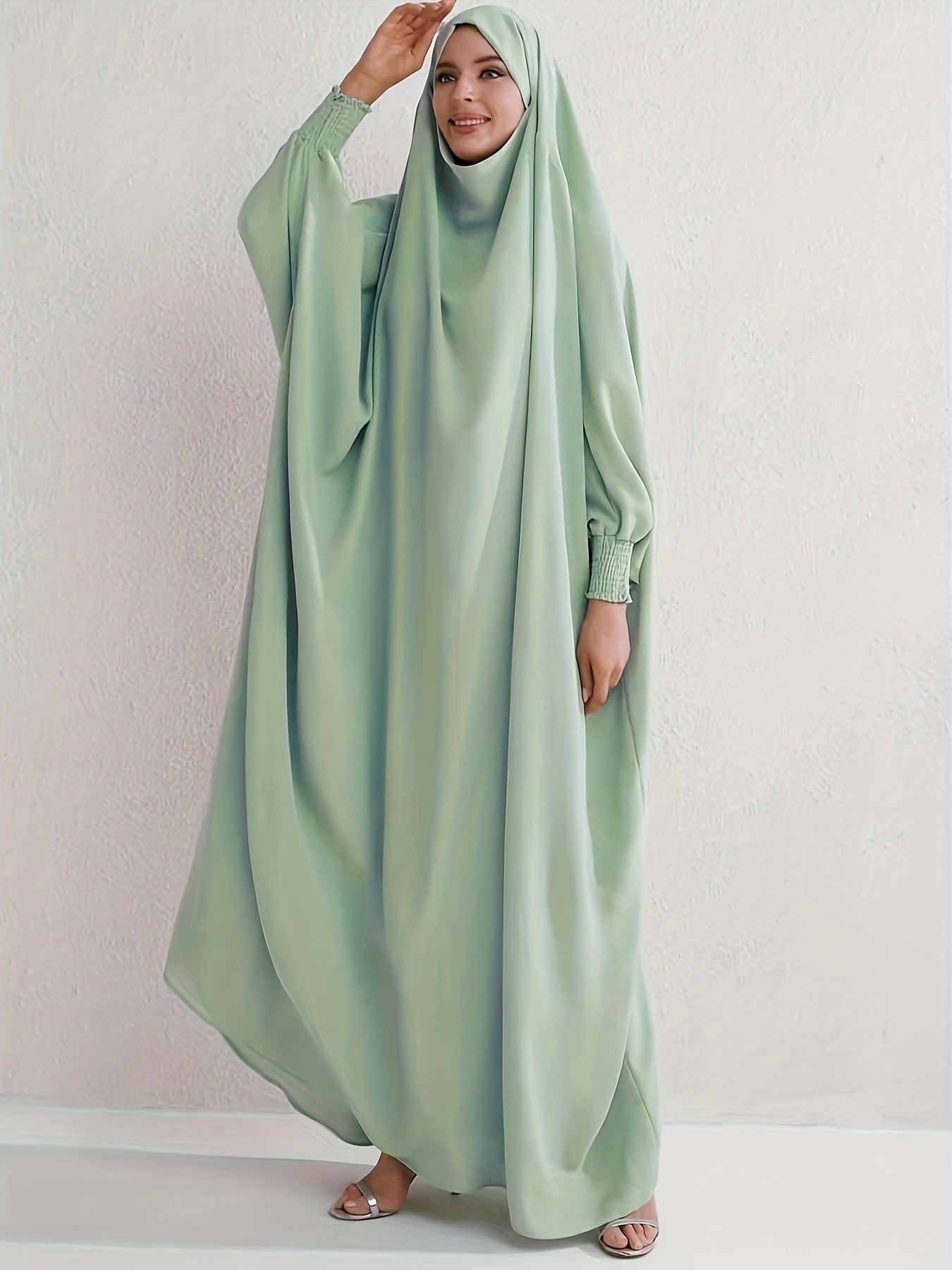 Abaya Dress Women's Plus Solid Long Sleeve Loose Full Length Dress