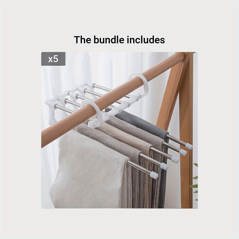 5 in 1 Magic Trouser Rack Hangers Stainless Steel Folding Pant Rack