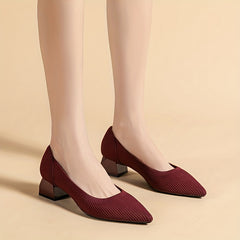 Women's Pointed Toe Chunky Heeled Slip-On Shoes
