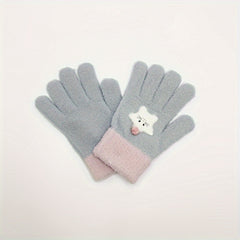 Kids Macaron Cartoon Knitted Gloves for 4-12 Years Coldproof Warm Autumn Winter