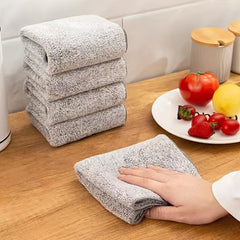 2pcs Microfiber Dish Cloths Absorbent Bamboo Charcoal Fiber Cleaning Cloth
