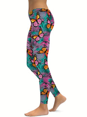 Butterfly Printed Yoga Leggings High Stretch Sports Pants