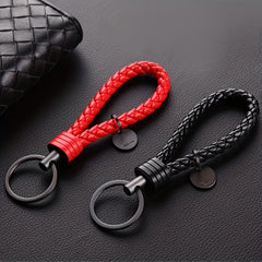 PU Leather Braided Rope Keychain Bag Pendant Key Chain Holder Trinket Keyring
