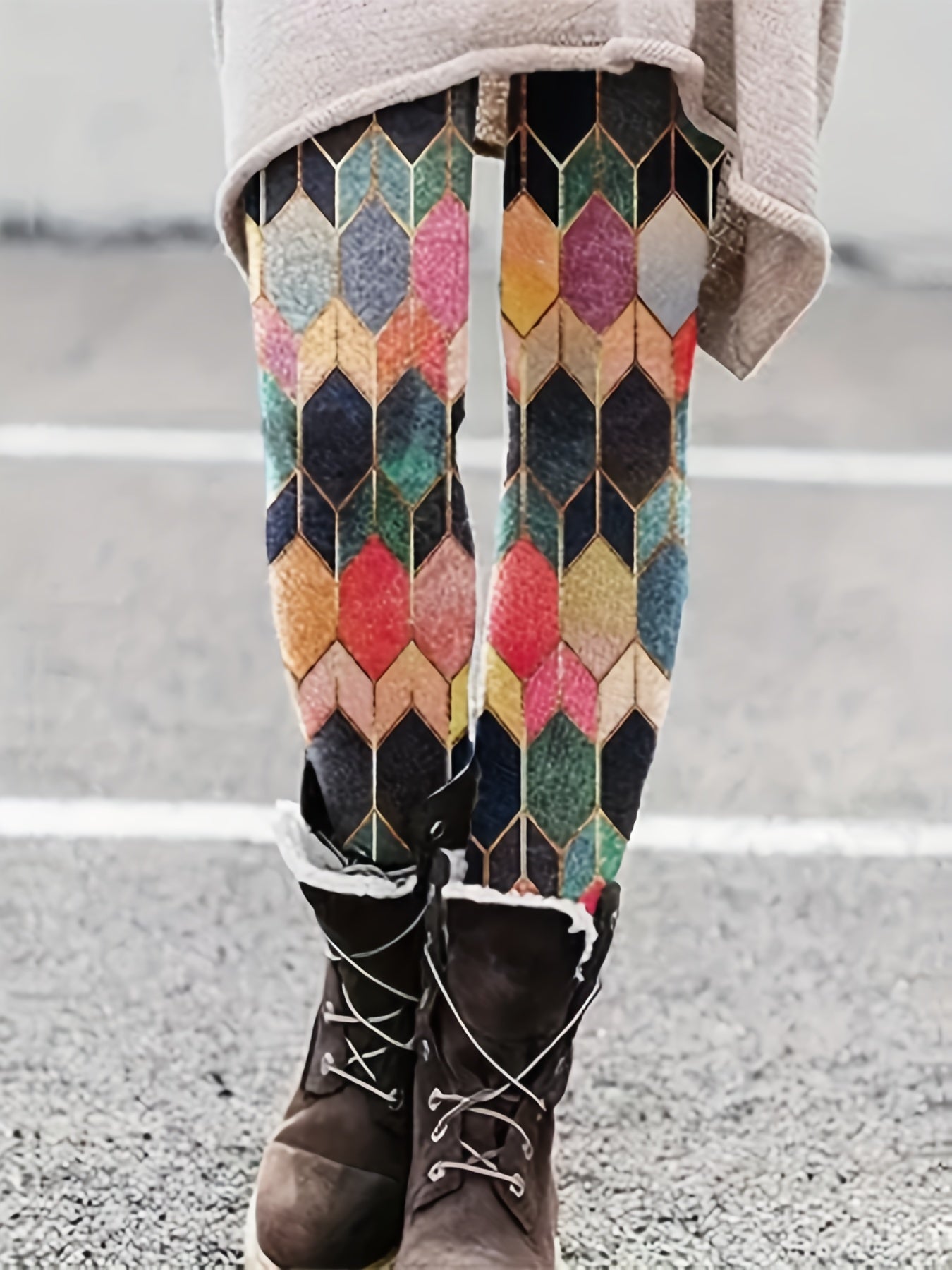 Geometric Print High Waist Skinny Leggings