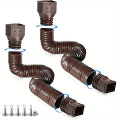 Set of 2 Rain Gutter Drain Extenders, 21-60 Inches, Corrosion Resistant