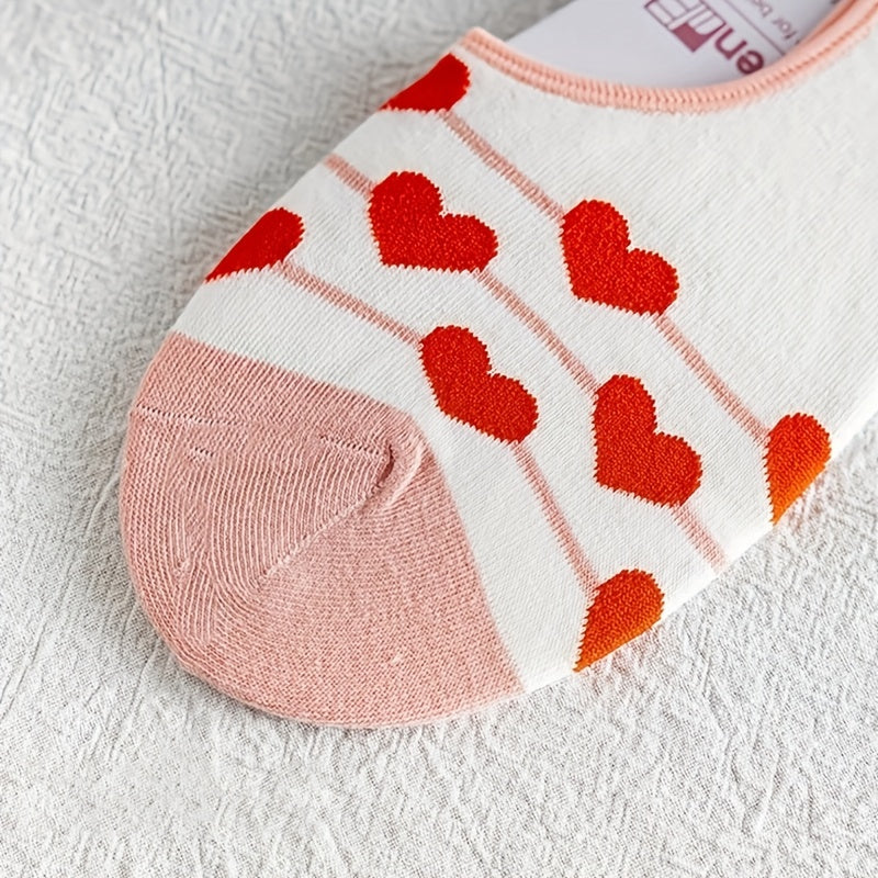 7 Pairs Heart Print Low Cut Ankle Socks Women's Stockings