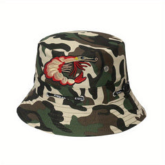 Lobster Embroidery Bucket Hat Unisex Cotton Anime Sunshade Cap