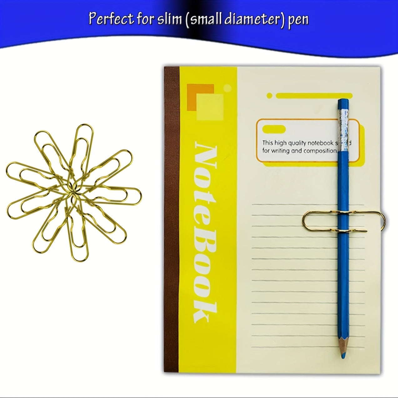 8pcs Adhesive Stainless Steel Pen Holder for Notebooks Journals Planners