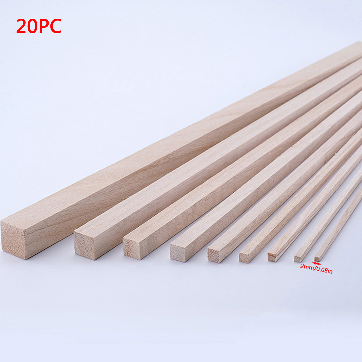 20pcs Paulownia Square Wooden Sticks for DIY Model Making