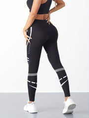 Stripes High Waist Yoga Pants Tummy Control Hip Lifting Leggings