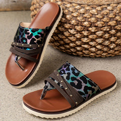 Leopard Print Flip flops Lightweight Summer Slippers Sandals