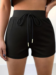 Solid Drawstring Shorts Casual Shorts For Spring & Summer Women's Clothing