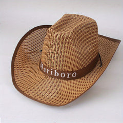 Unisex Western Cowboy Straw Hat Boho Summer Beach Hat