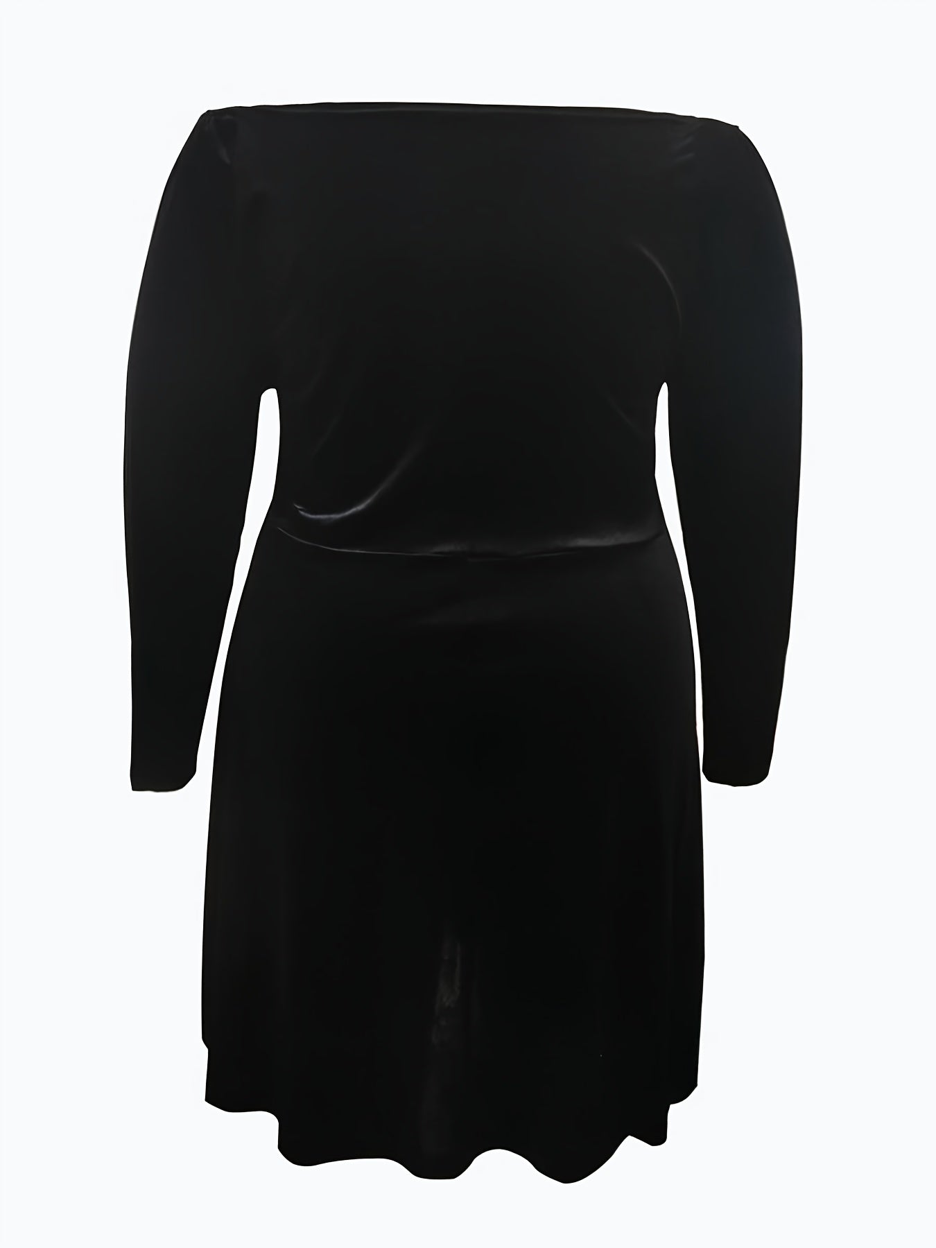 Velvet Surplice Neck Plus Size Dress Long Sleeve Medium Stretch