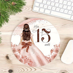 Girl Mouse Pad Round Non-slip Rubber Mouse Mat for Office Computers Laptops