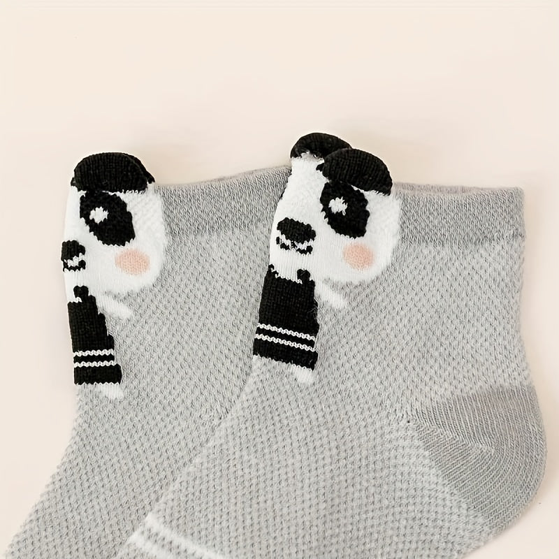 5 Pairs Gray Panda Baby Socks for Your Little Boy