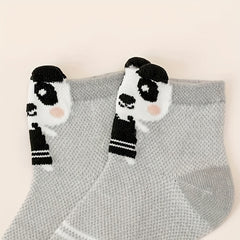 5 Pairs Gray Panda Baby Socks for Your Little Boy