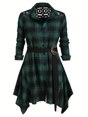 Plaid Button Up Shirt Dress