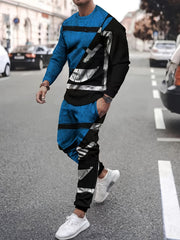 Grimace Block Mens 2 Piece Outfits Long Sleeve Tshirt Casual Sweatpants Set