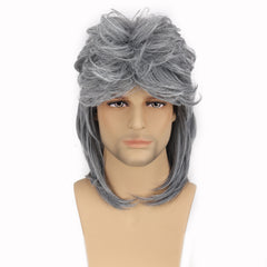 Men's Grey Curved Cropped Wig