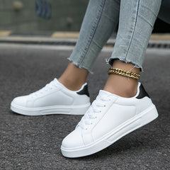 Women's Lace-up Low Skate Shoes Comfort Flats Casual Sneakers