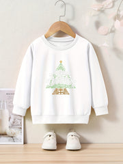 OERYUI Christmas Tree Graphic Long Sleeve Sweatshirt Boys Girls Crew Neck Pullov
