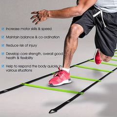 Agility Ladder Set 12 Rungs 12 Cones 4 Stakes Carry Bag