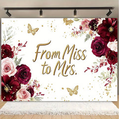 Bride to Be Photography Backdrop Pink & Burgundy Flowers Bridal Shower Parties