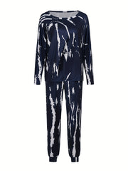 Women's Plus Tie Dye Long Sleeve Top & Pants Set