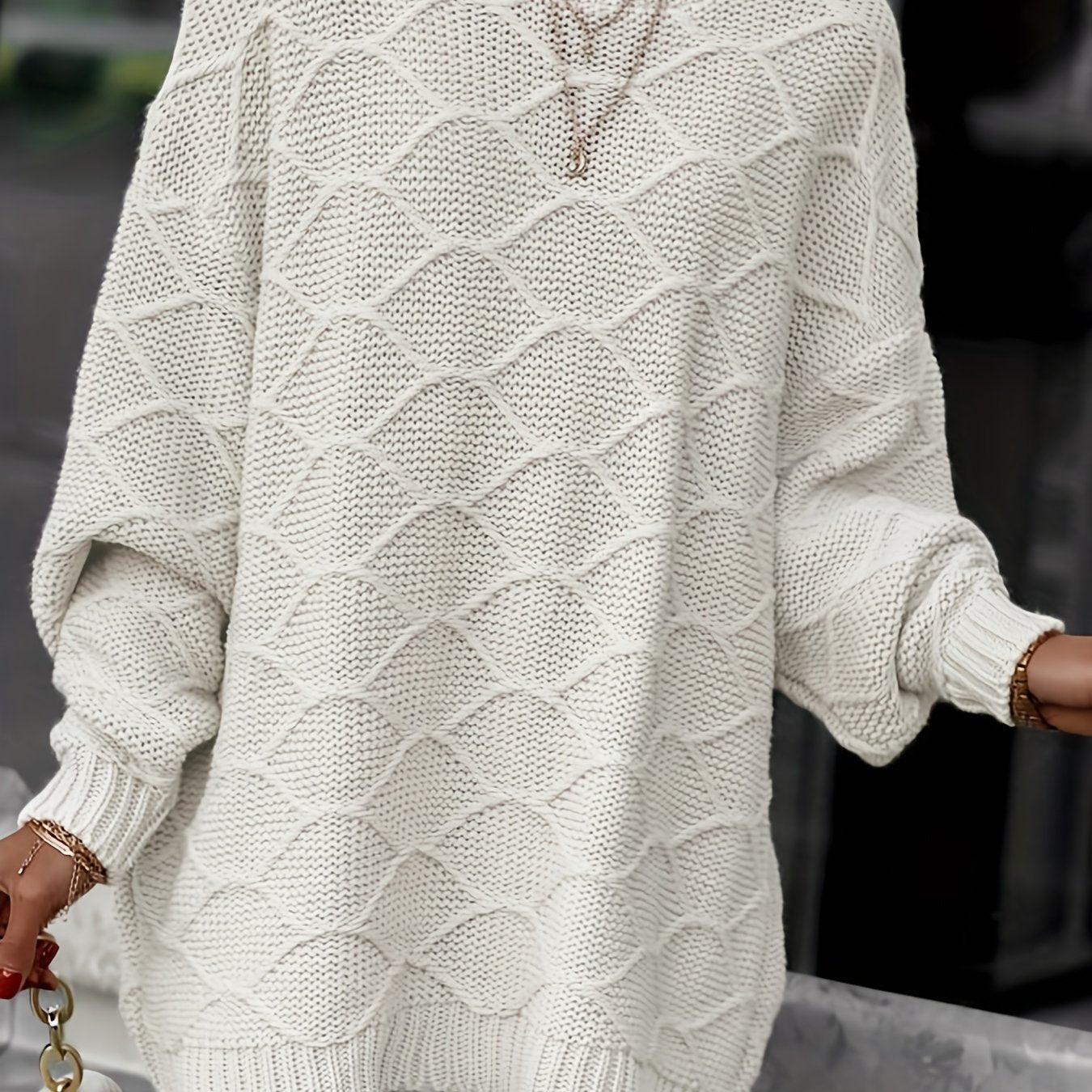 Solid Loose Casual Long Sleeve Sweater for Women