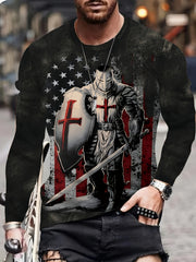 Soldier Digital Print Men's Long Sleeve T-shirt for Autumn